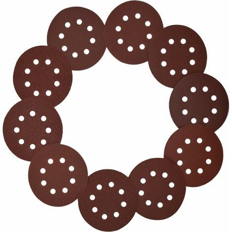 Lot de 100 disques abrasifs 8 trous 125 mm/5 pouces crochet et boucle 40 60 80 100 120 150 180 240 320 400 grains mélangés, dos velcro et feuille de papier abrasif pour ponceuse orbitale aléa (1/5)