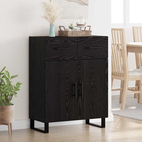 Buffet-Meuble de rangement Chêne noir 69,5 x 34 x 90 cm Bois d'ingénierie 866054 (1/5)
