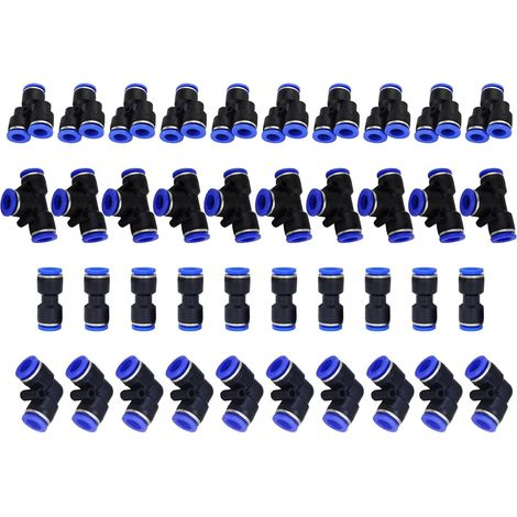 40 Connecteur Pneumatique,1/4" OD 6mm,Raccord Rapide Droit Coudé T Y,Système Air Comprimé (1/5)