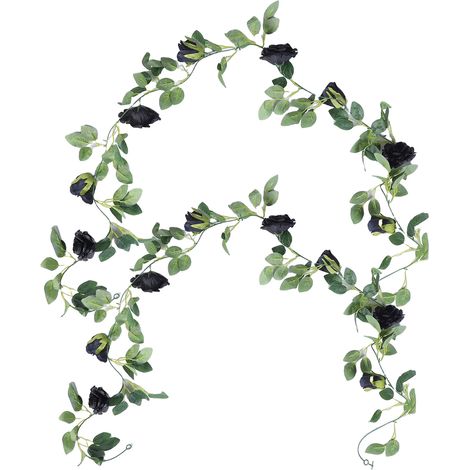 Vigne de roses noires artificielles, 2 pièces, fausse guirlande Unique de 78,7 pouces, décoration murale pour mariage et vacances (1/5)
