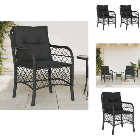 Chaises de jardin avec coussins lot de 2 noir résine tressée - Chaise De Jardin - Fauteuil De Jardin - Mobilier De Jardin - Meubles De Jardin - Salon De Jardin (1/5)