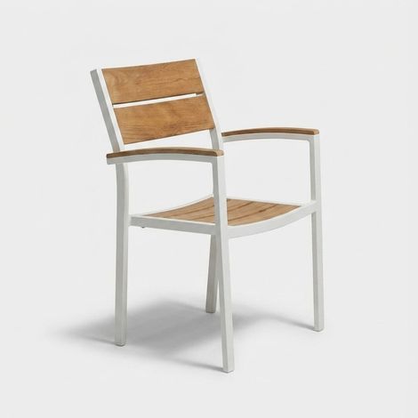 Sillón de jardín con reposabrazos de aluminio Cayman - Blanco