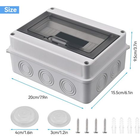 Coffret Étanche Extérieur IP65 ABS 8 Modules, Boîte Électrique de Surface en Plastique Rigide, Armoire de Distribution pour Jardin, Garage, Industrie (1/3)