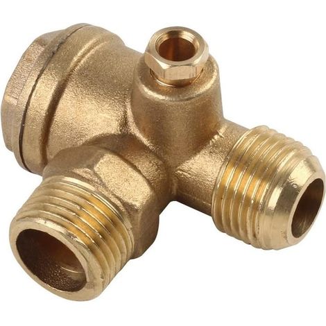 Clapet anti-retour pour compresseur d'air à 3 ports en laiton, 20 mm mâle fileté en laiton pour raccord de tube de réservoir à pression d'air (1/5)