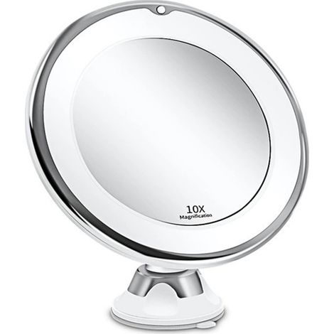 Makeup Mirror with 10X Magnification, Touch LED Lighting and 360° Adjustable Arm (1/4)