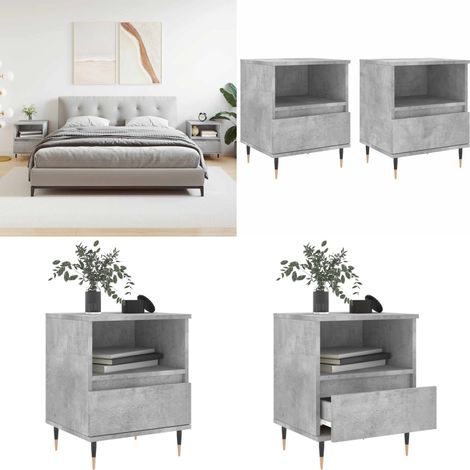 Nachttische 2 Stk. Betongrau 40x35x50 cm Holzwerkstoff - Beton Grau - Nachttisch - Wohnzimmerdeko - Holzwerkstoff - Metallgestell - Home & Living (1/5)
