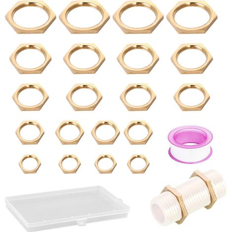 20PCS Écrou Hexagonal en Laiton, Contre Écrou Avec Six Pans 3/4 Pouce 1/2 3/8 1/4 1/8 Pouce, Hexagonal Laiton Femelle Écrous Blocage pour Éviers, Robinets, Tuyaux (1/5)