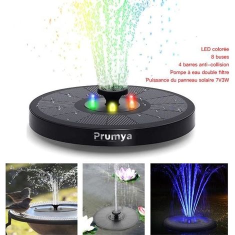 Fontaine Solaire PRUMYA 3W LED étanche pour Bassin/Piscine/Jardin - Coloré (1/4)