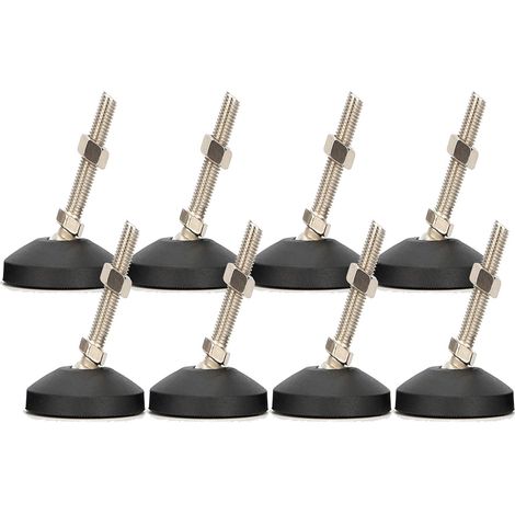 Patas ajustables, patas niveladoras de acero inoxidable de alta resistencia, 8 piezas, tornillos de ajuste de ángulo antideslizantes M8 x 30 mm con tuerca en T para muebles (1/5)