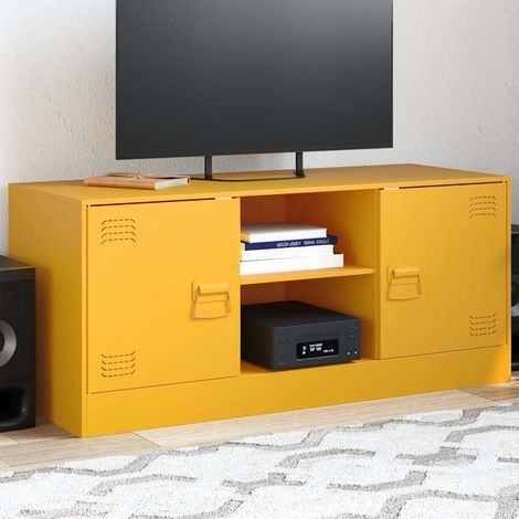 vidaXL Mobile Porta TV Giallo Senape 99x39x44 cm in Acciaio (1/5)