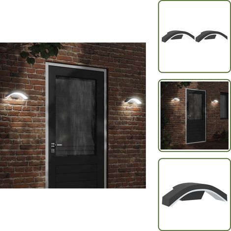 Appliques murales LED d'extérieur 2 pcs noir - Applique Murale Exterieure - Éclairage Extérieur - Luminaire Led - Lampadaire Extérieur - Lumière Noire (1/5)