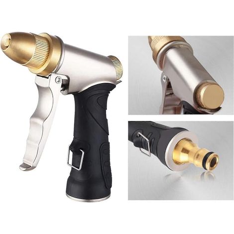 Copper Body High Pressure Garden Watering Hose Spray Nozzle 4 Adjustable Patterns, Anti-Rust Non-Slip, made of solid zinc alloy (1/5)