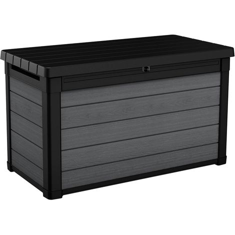 Dmora - Cassapanca outdoor Ajax, Baule da giardino, Contenitore da esterno, Panchina contenitore da esterno, 123x62 h71 cm, Antracite (1/5)