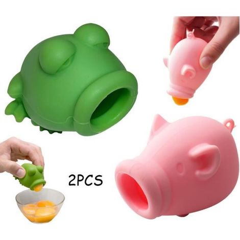 Séparateur D'Oeufs - En Silicone Alimentaire - Forme Cochon Et Grenouille - Pour Pâtisserie Et Cuisine - 2 Pièces (1/4)