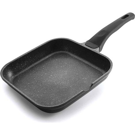 Sartén Parrilla - Asador Liso Eco Piedra - Negro 24x24 cm, Lacor