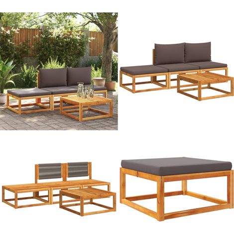 Salon de jardin avec coussins 4 pcs bois d'acacia massif - Canapé De Jardin - Salon De Jardin - Meuble De Jardin - Mobilier Extérieur - Acacia Massif - Home & Living (1/5)