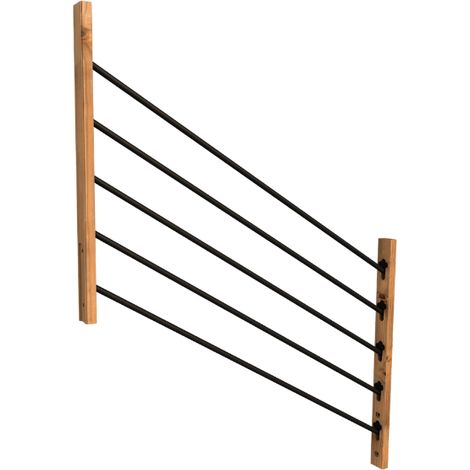 Parapetto SEPIA in legno e alluminio, per scala esterna. Installazione 1 m, da completare con accessori.