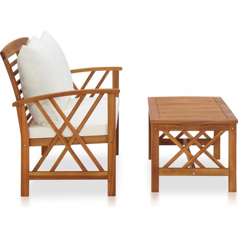 vidaXL Set Divani da Giardino 2 pz con Cuscini in Massello di
