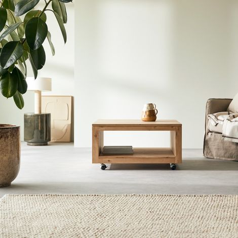Anoa square solid oak with knots coffee table (1/5)
