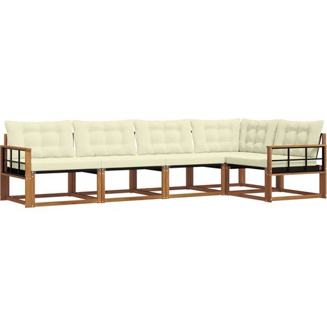 Outdoor Sofa Set with Cushion 5 pcs Natural and Cream vidaXL