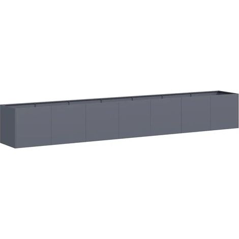 Jardinière rectangulaire moderne pour balcon jardin 280 x 40 x 40 cm avec fond ouvert en acier laminé à froid anthracite (1/5)