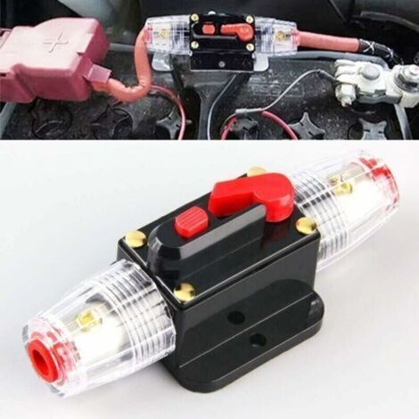 Fusible Voiture Disjoncteur, Auto Disjoncteur Protection de Voiture 12V - 24V DC, Interrupteur de Réinitialisation Manuelle Fusible Audio de Voiture, Bloc de Fusibles en Ligne(60A) (1/5)
