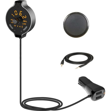 Kit Bluetooth Voiture - Récepteur Audio Sans Fil Bluetooth 4.2 - Adaptateur Mains Libres avec Chargeur Double USB 5V 2,1A - Pour Autoradio (1/5)