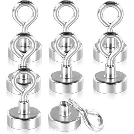 Crochet Magnetiques,8 Pièces Aimant Puissant Diamètre 25mm 19kg Force De Traction Aimant Puissant Rond Magnétique Néodyme pour Utilisation Cuisine Salle de Garage Casiers (1/5)