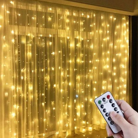 Rideau lumineux LED USB 3m x 3m, composé de 300 LED et d'une puissance de 8 KLB. (1/5)