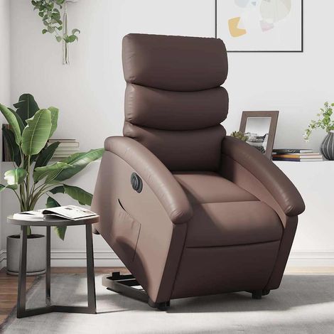 Relaxsessel mit Aufstehhilfe Elektrisch Braun Kunstleder