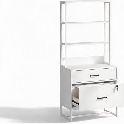 Meuble de rangement de bureau blanco 70 x 40 x 157 cm (1/5)