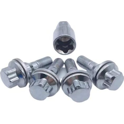 Peugeot Anti Theft Hub Bolt Set M12x1.25 4+1 – Silver Finish – Wheel Locking Lug Nut Security Kit (1/5)