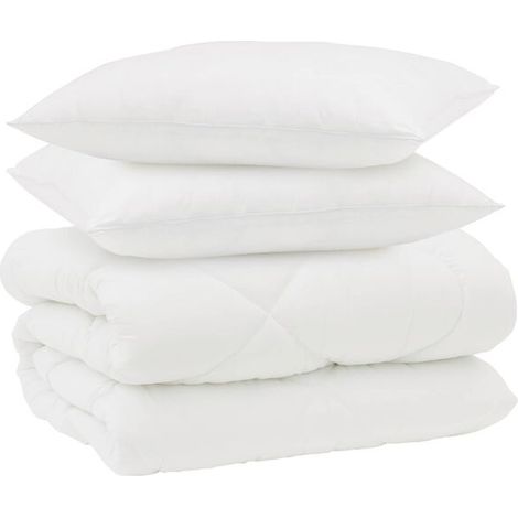 Ensemble couette et oreiller d'hiver (3 pièces), microfibre blanche (1/5)