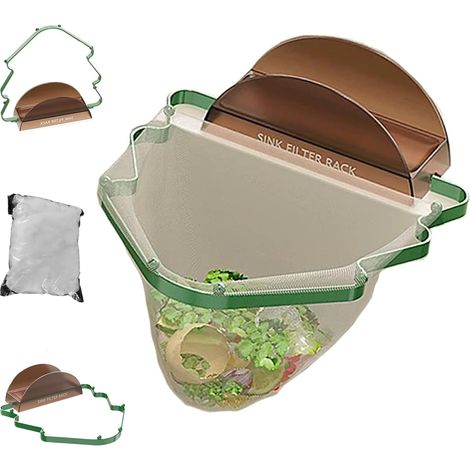 Passoire d'évier en forme de sapin de Noël 2025 avec 50 sacs - Panier filtre pliable pour plan de travail et récupérateur de déchets alimentaires (vert) (1/5)