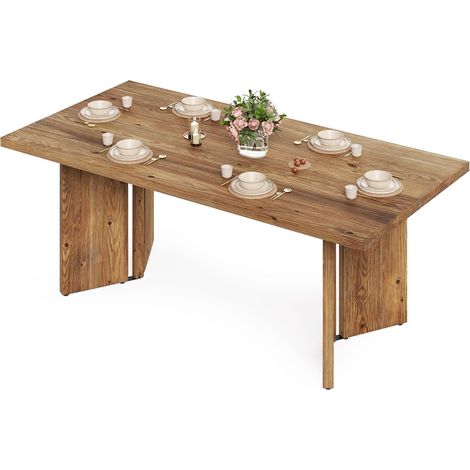 Tribesigns Solid Wood Dining Table for 4-6, 63-inch Kitchen Dinner Table with Large Tabletop, Farmhouse Kitchen Table, Rectangular Dinner Furniture for Dining Room, Living Room, Kitchen, Rustic Brown