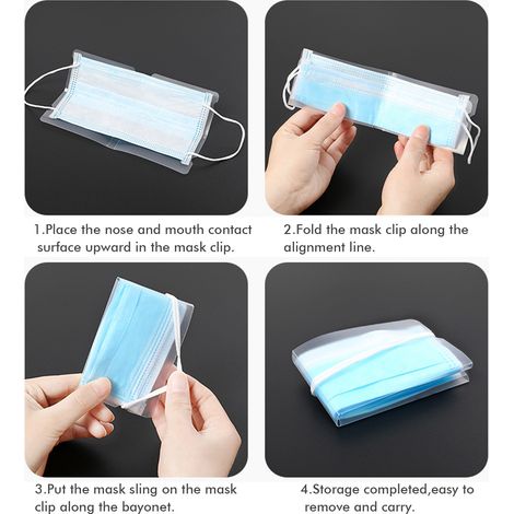 Lot de 3 étuis de rangement pour masques, en plastique, avec clip pliable, pour enfants, adolescents et adultes (1/5)