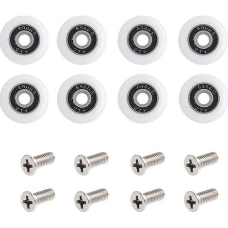 Lot de 8 roulettes pour porte de douche Avec Des Vis, 23 mm de diamètre roulettes de rechange pour porte de douche coulissante Pour cabine de douche (1/3)