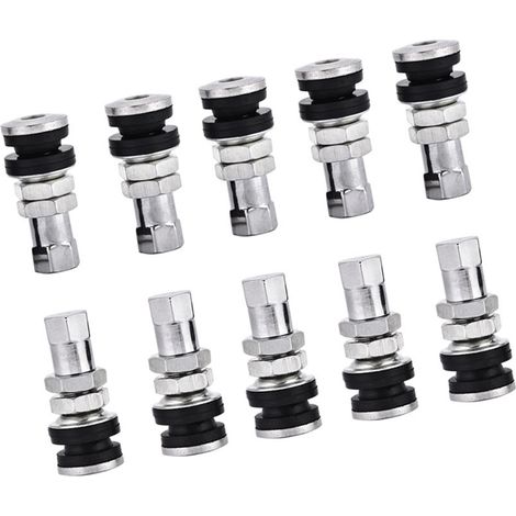 Lot de 10 tiges de valve courtes à boulonner TR161 en métal pour voiture camion moto avec bouchon anti-poussière (1/5)