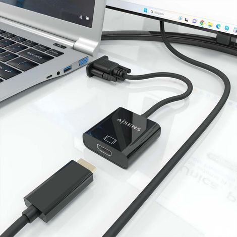 Cable conversor SVGA+Audio a HDMI, SVGA/M+Jack 3.5/H+USB MicroB/H-HDMI A/H, Negro, 20cm