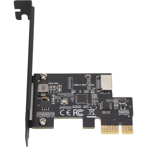 Carte Riser PCI E vers Type E, Utilisation Flexible, Vitesse de Transmission Rapide, USB3.2 GEN1, 5Gbps, pour PC Métal (Black) (1/5)