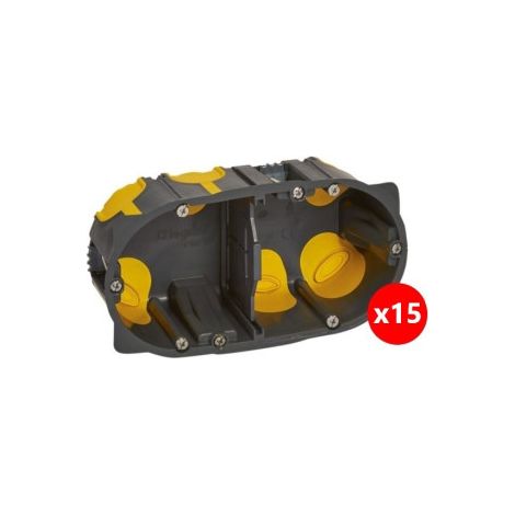 Legrand - u00c9cobatibox - LOT de 15 Bou00eetes d'encastrement 2 postes - BBC - Profondeur 40mm - D.67mm - Ru00e9f : 080022Lx15 (1/3)
