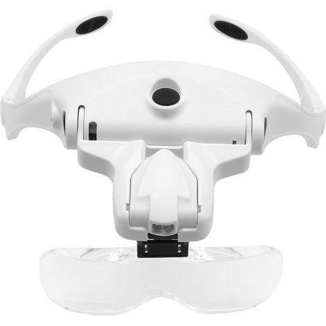 Lunettes grossissantes loupe 5 lentilles 1.0X-3.5X support bandeau réglables 2 LED rechargeables charge USB outil grossissant (1/4)