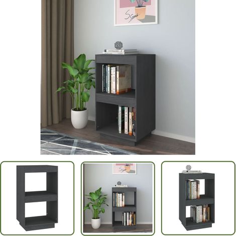 The Living Store Bibliothèque Gris 40x35x71 cm Bois de pin massif - Bibliothèque - Meuble De Rangement - Bibliothèque En Bois - Étagère - Mobilier Intérieur (1/5)