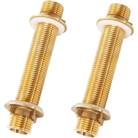 2 PièCes G1/2 Raccord Cloison En Laiton, 12 Cm MâLe Tuyau Fileté Raccord Tuyau, Pour Les Robinets, Les Tonneaux D'Eau Pluie, Les RéServoirs D'Eau, Les ChâTeaux D'Eau Et Les Pompes à Eau(G1/2, 12CM) (1/5)