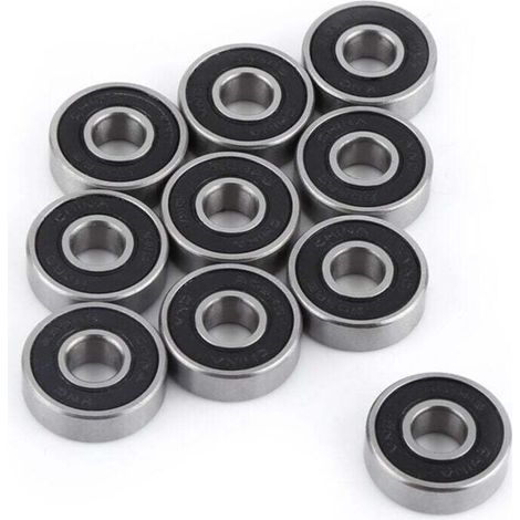 10Pcs roulements à Billes, 608-2RS roulement à Billes Double Face en Caoutchouc Noir scellé rainure Profonde (1/4)