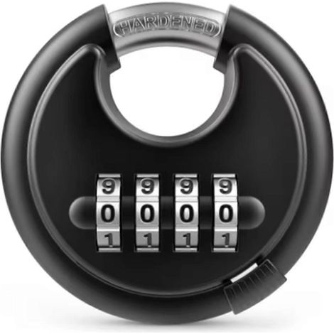 Cadenas à combinaison à 4 chiffres avec anse en acier trempé pour abris de jardin, box de stockage, etc. (1/5)