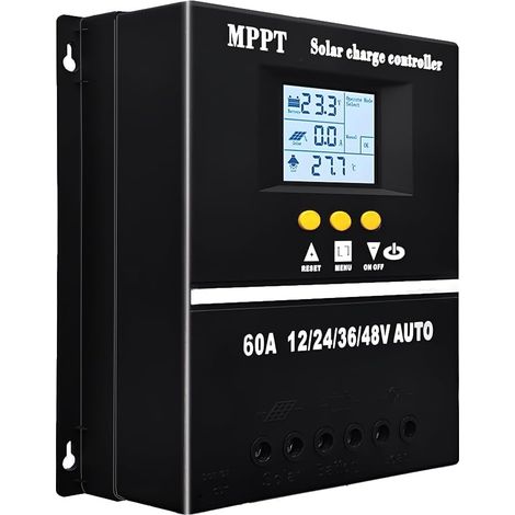 Régulateur de charge solaire MPPT 60 A 12 V 24 V 36 V 48 V Écran LCD Batterie Régulateur intelligent Max. 100 V Entrée double USB pour plomb-acide/lithium/LiFePO4 (1/5)