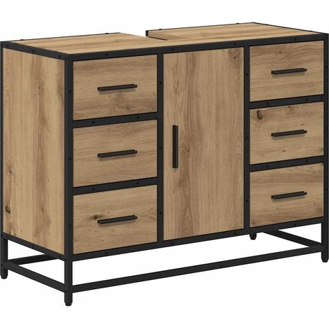 Gabinete de Lavabo para Baño Roble artisan 80 x 33 x 60 cm vidaXL