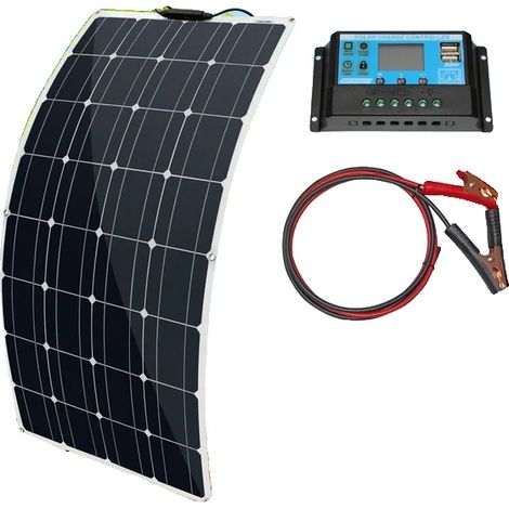 Panneau Solaire, Haute Efficacité Monocristallin, Design Flexible, système solaire de 100w (1/2)