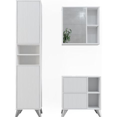 Badmöbel-Set Leano, Weiß, 3 Teile, Vicco